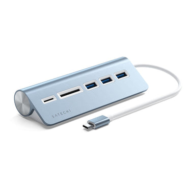 satechi usb-c aluminium usb hub & card reader blue